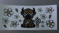Cow, checkered glasses, checkered stanley, flowers