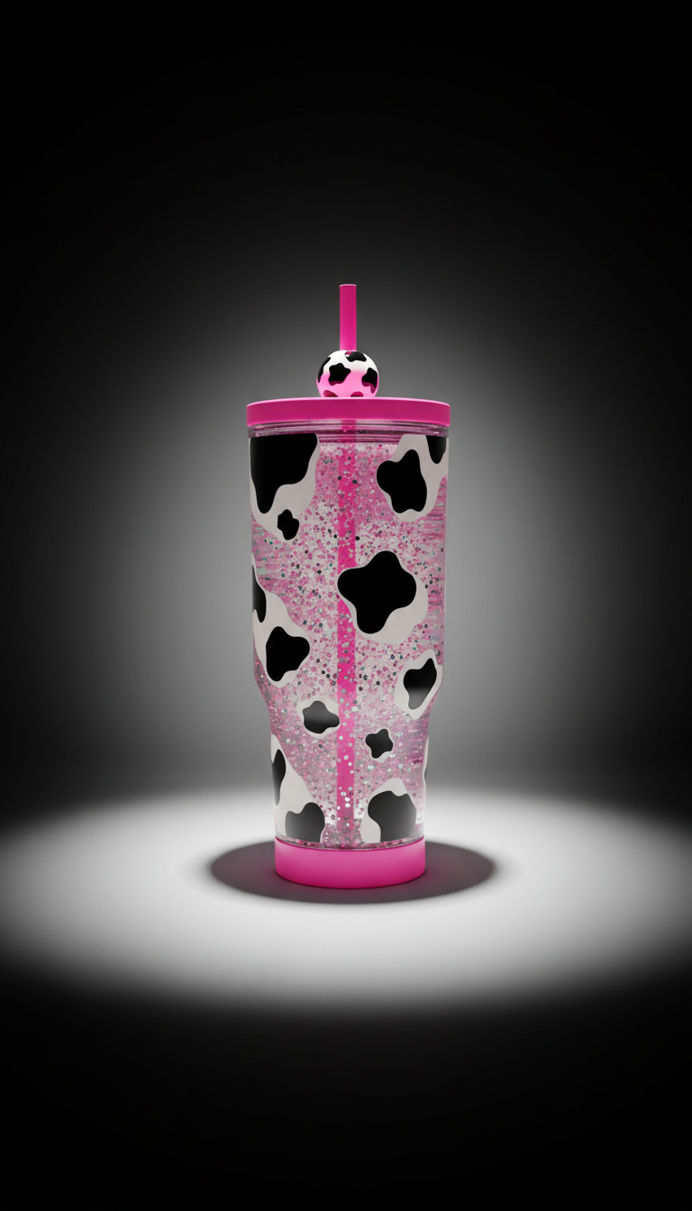 Snowglobe Tumbler With Cow Glitter